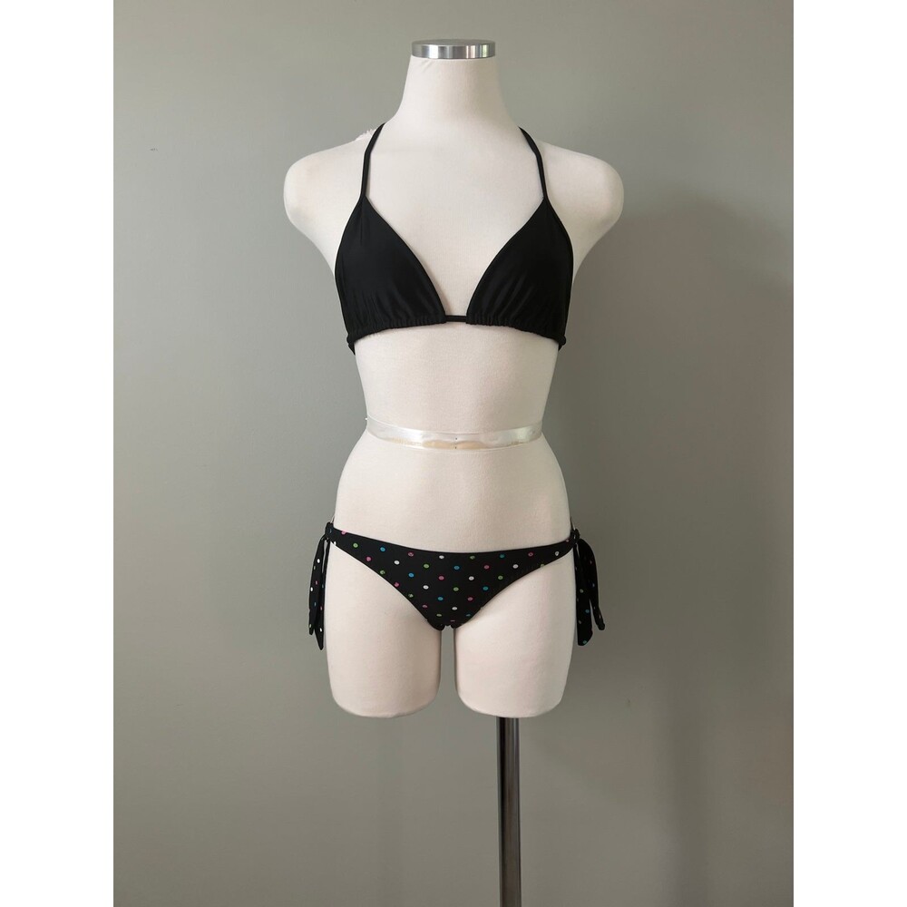 Womens Brazilian Black Polka Dot Bikini Top & Bottom Swimsuit Swimwear sz small